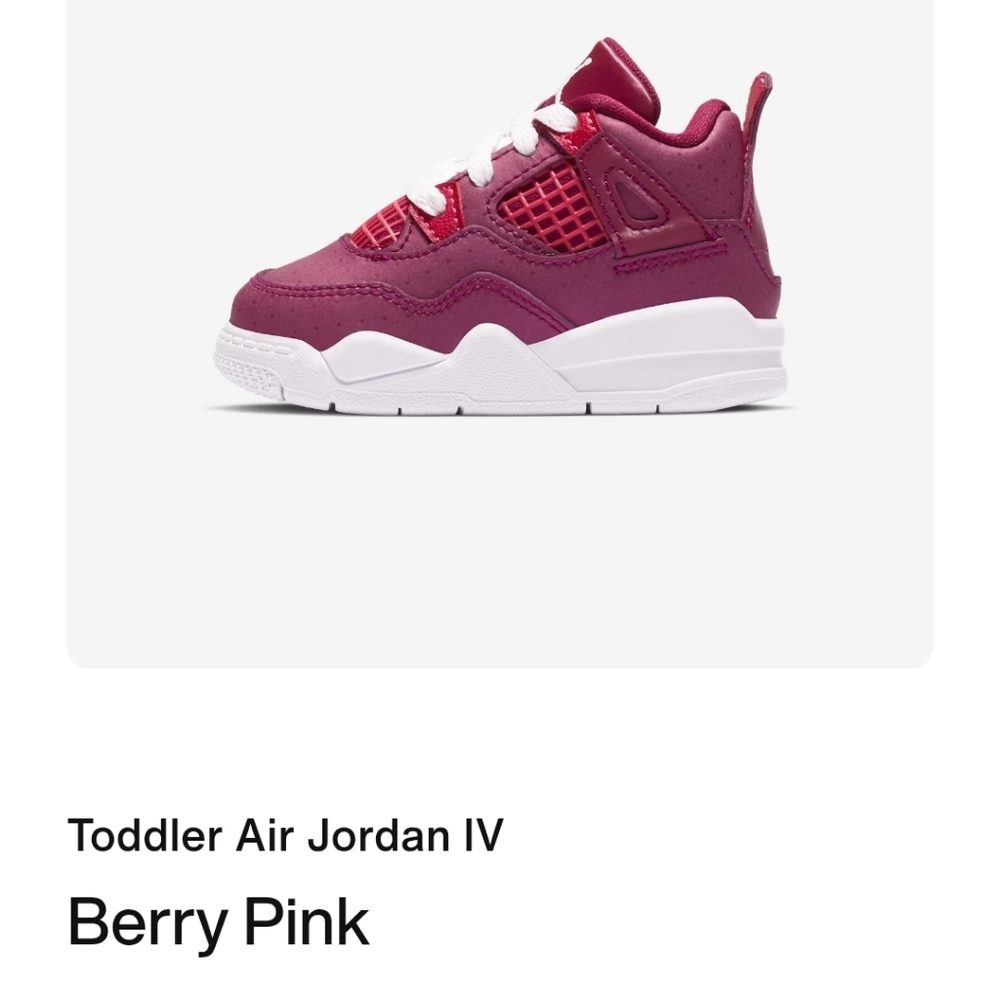 Air Jordan IV Toddler Kids Sneakers in Berry Purple and Pink Sz 9C